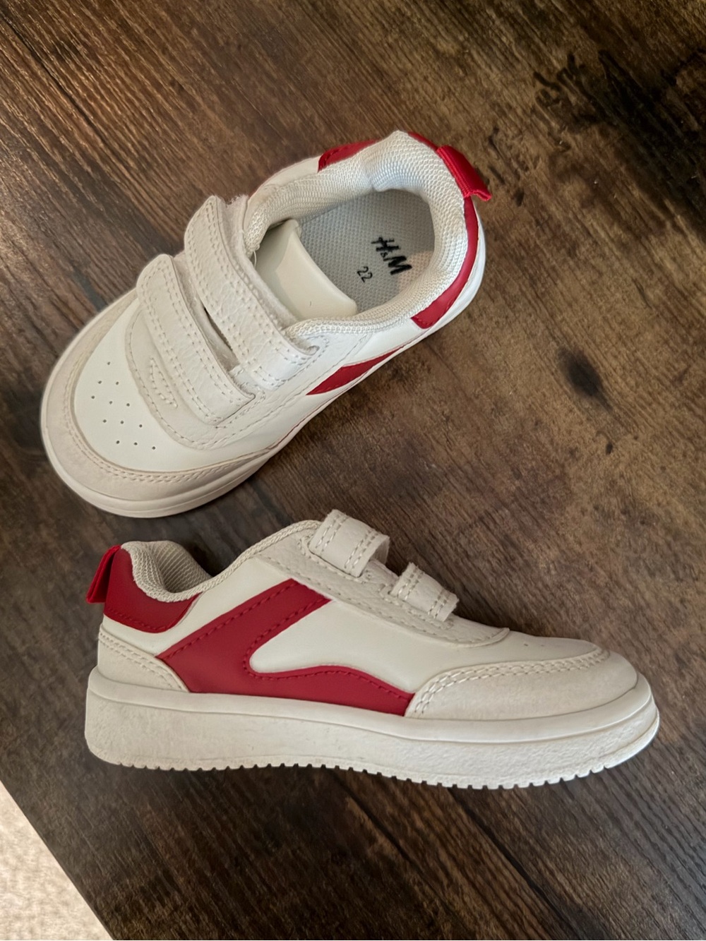 H&M White and Red Kids Velcro Athletic Sneakers